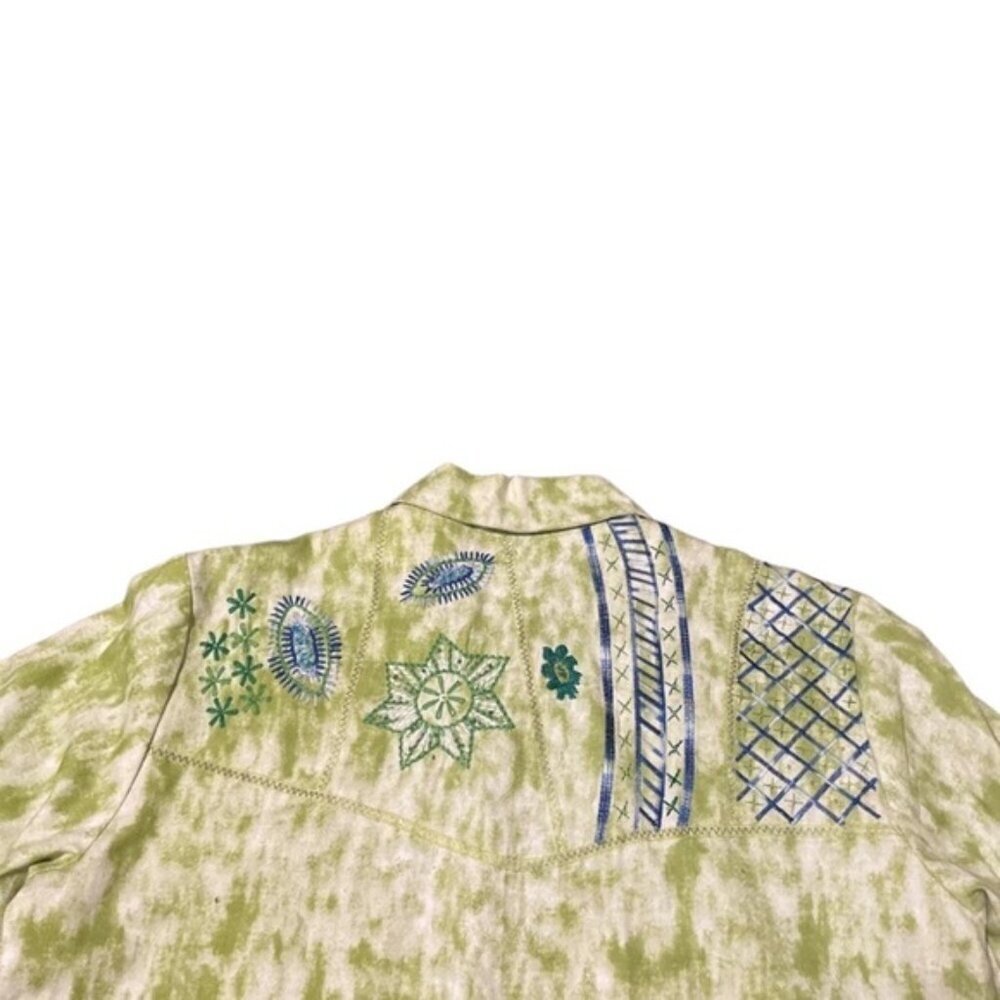Embroidered Womens Jacket Size 12/14 Cotton Boho Hippie 70s Indie Art Tie Dye - Picture 6 of 9
